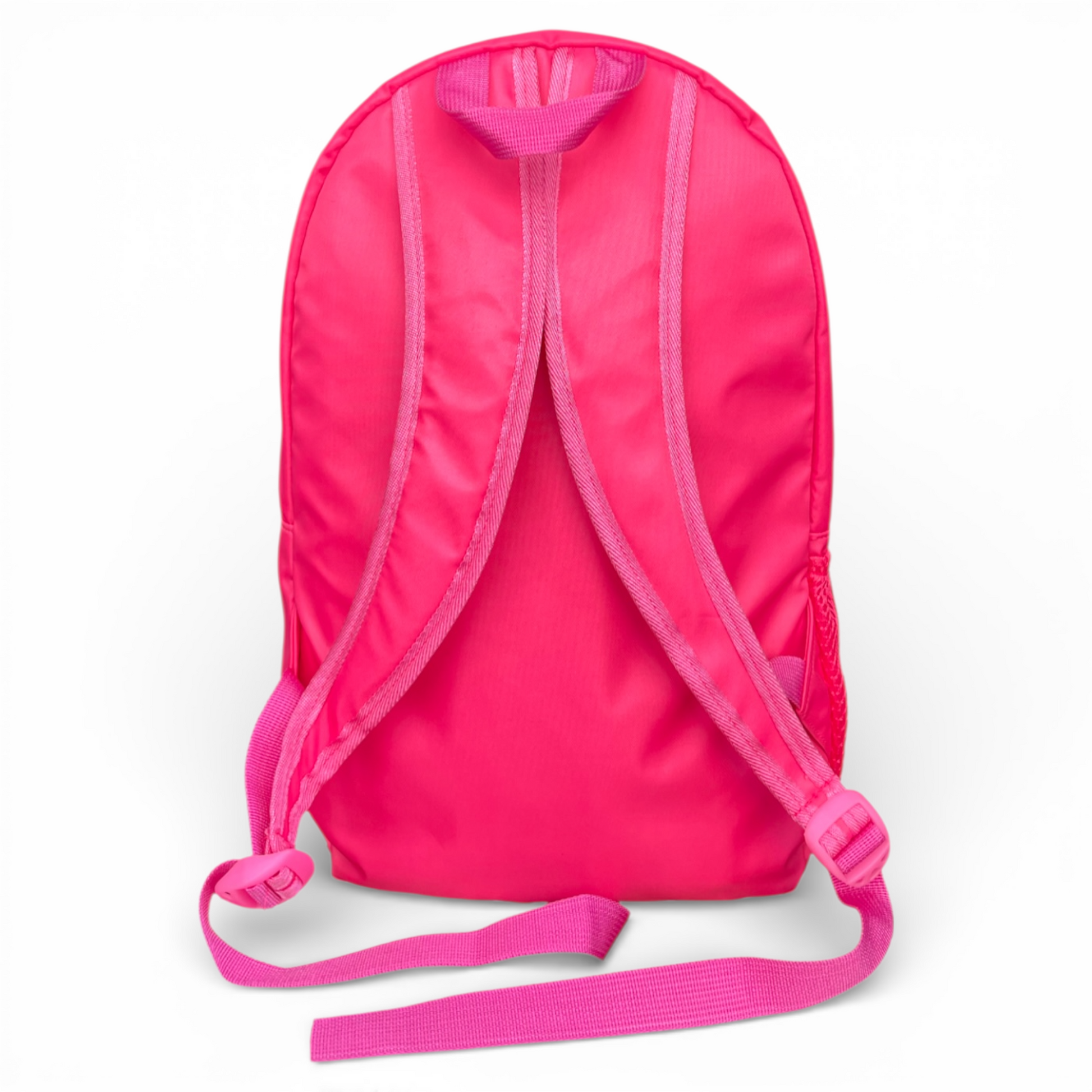 Pink backpack on a white background