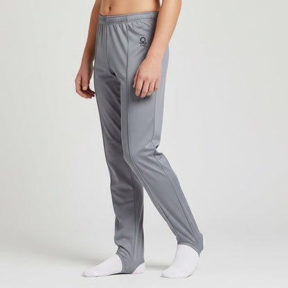 Person wearing gray pants on a white background