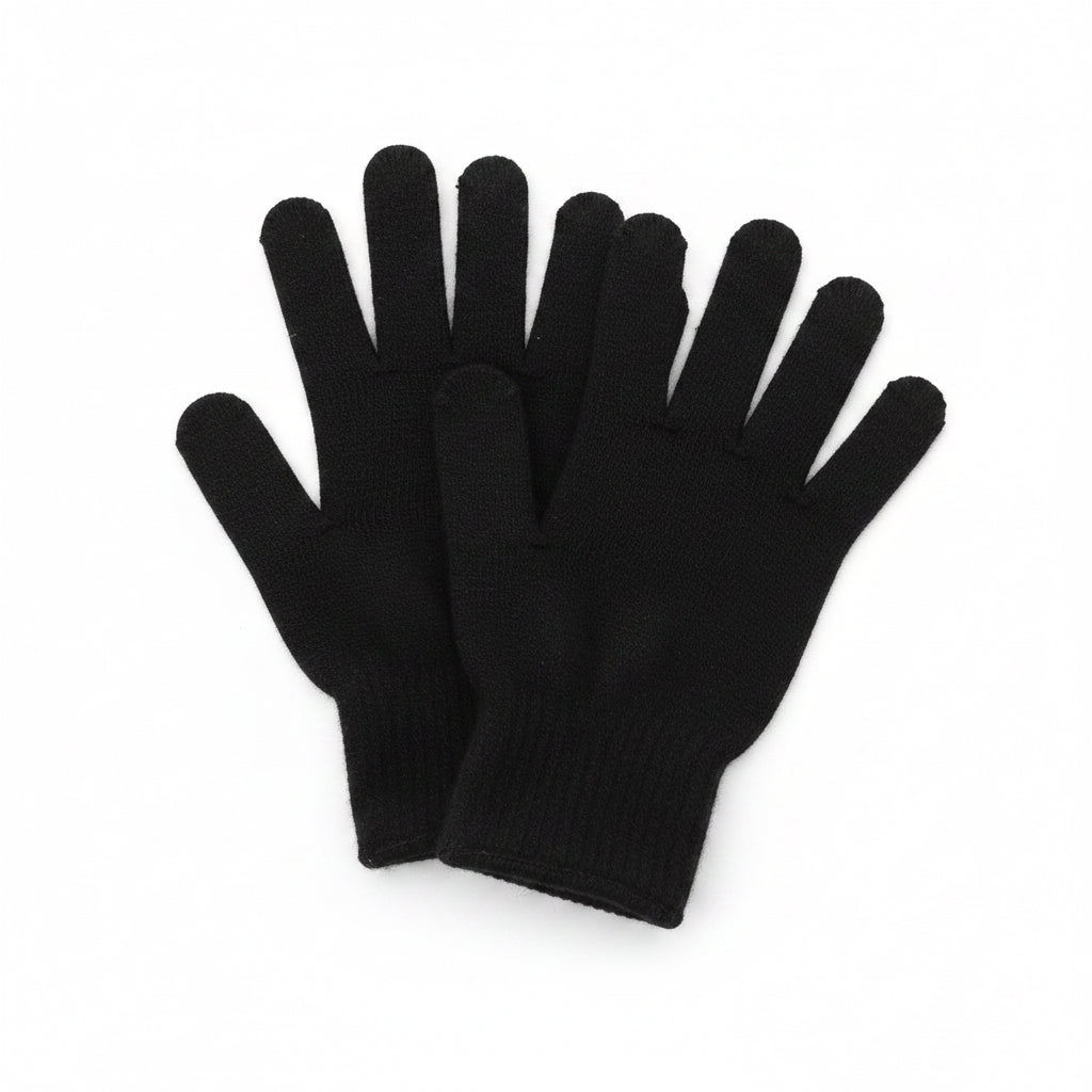 Pair of black gloves on a white background