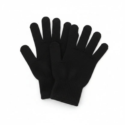 Pair of black gloves on a white background