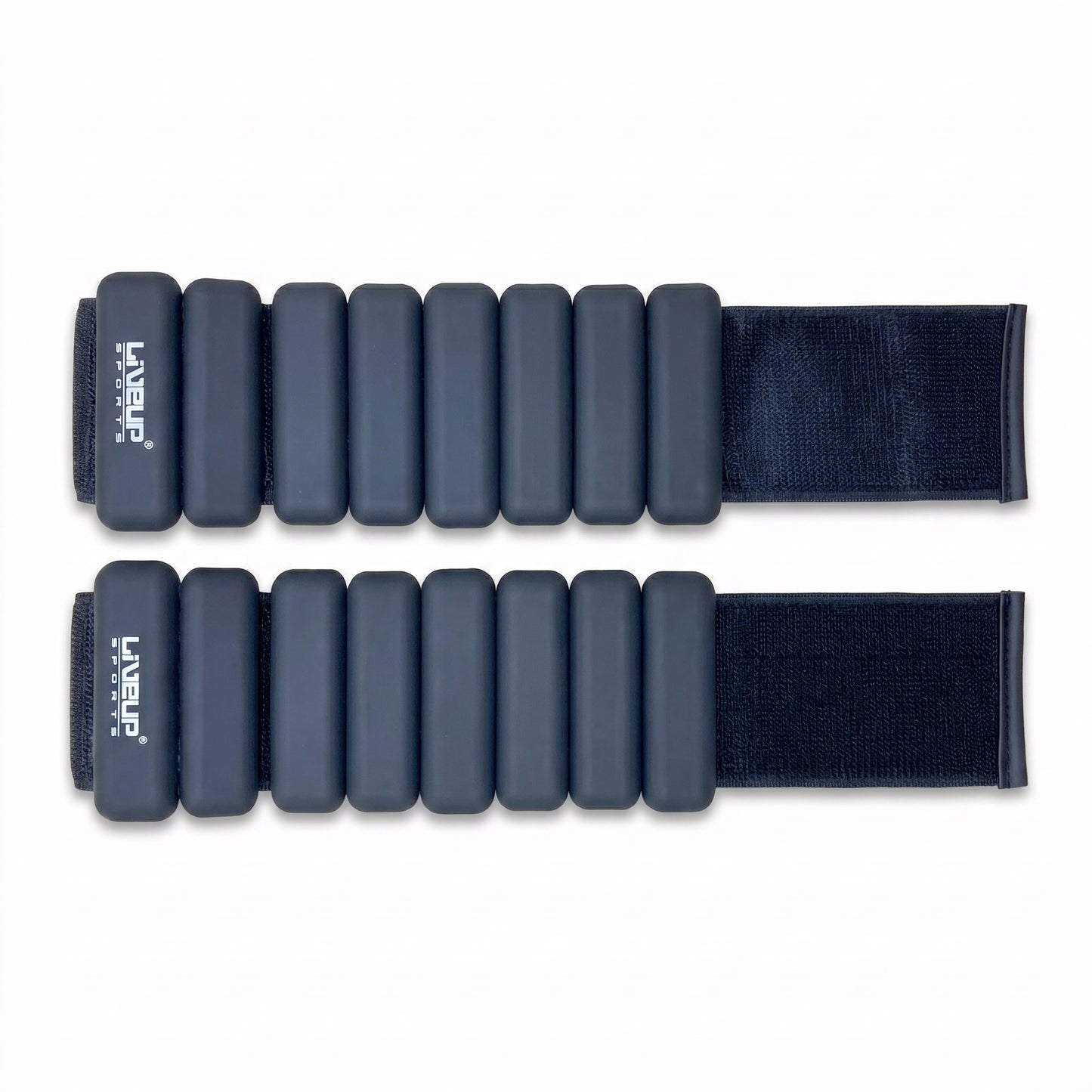 Two pairs of black wrist wraps with brand logo on a white background