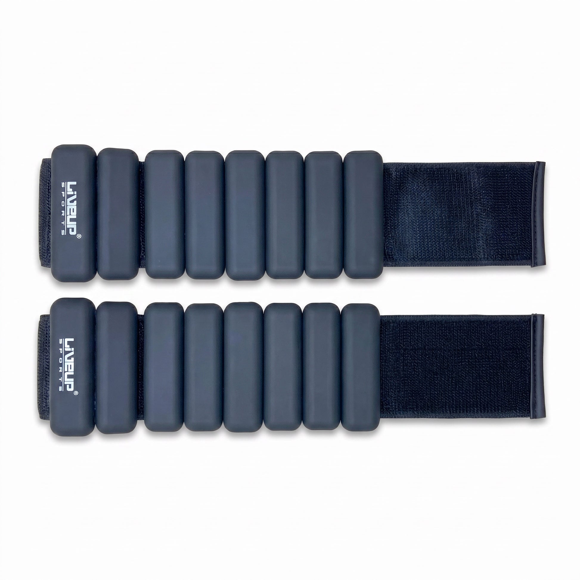 Two pairs of black wrist wraps with brand logo on a white background