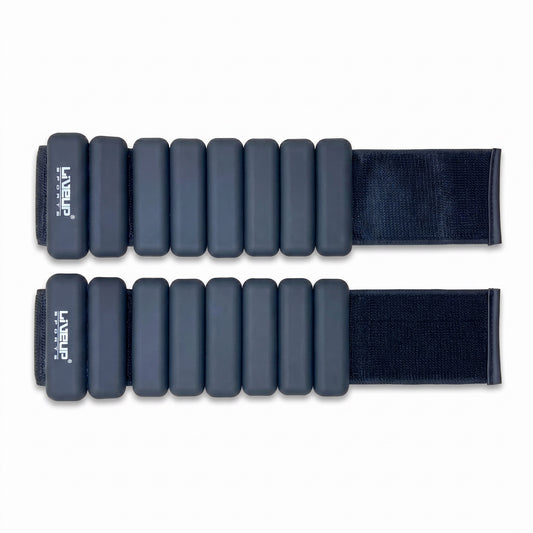 Two pairs of black wrist wraps with brand logo on a white background